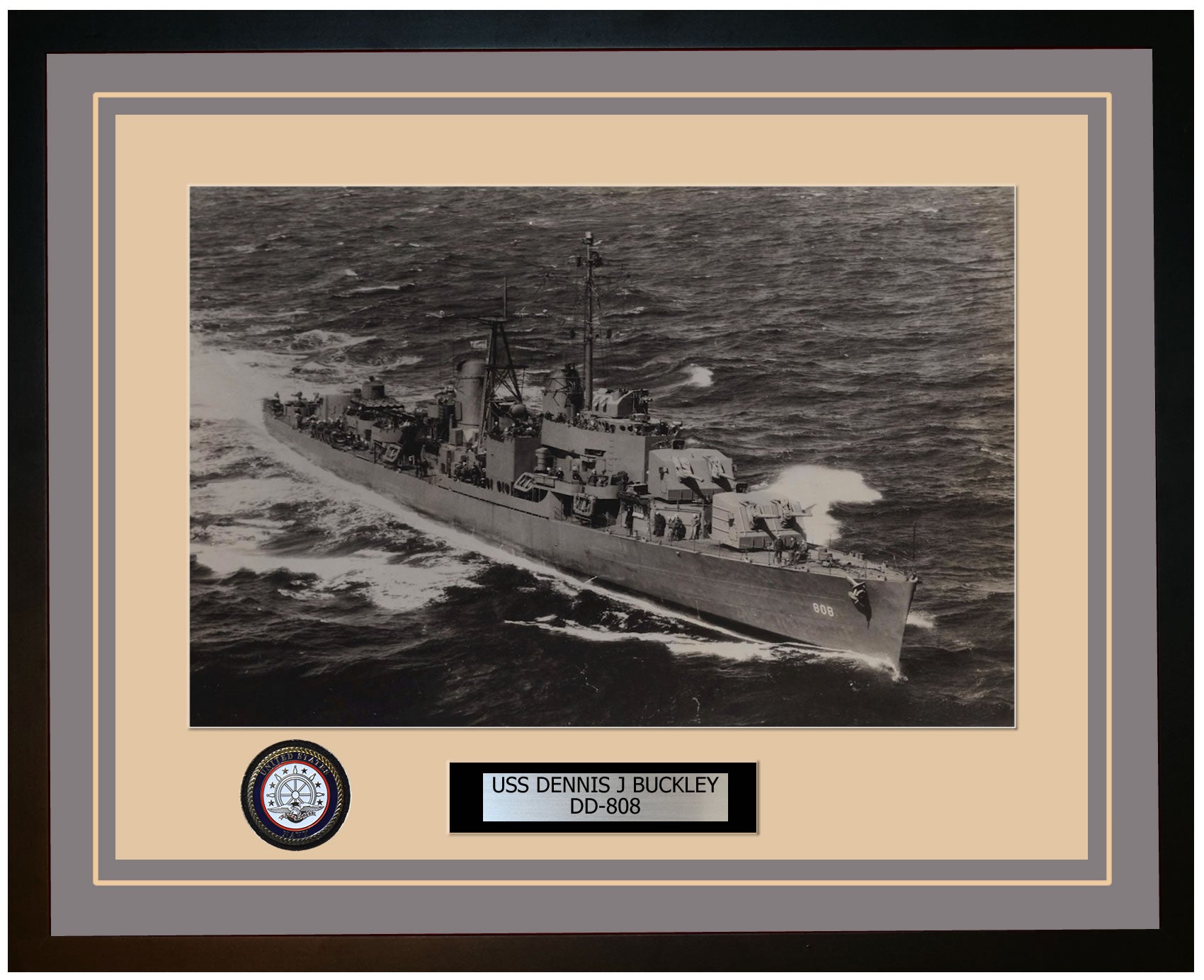 USS DENNIS J BUCKLEY DD-808 Framed Navy Ship Photo Grey