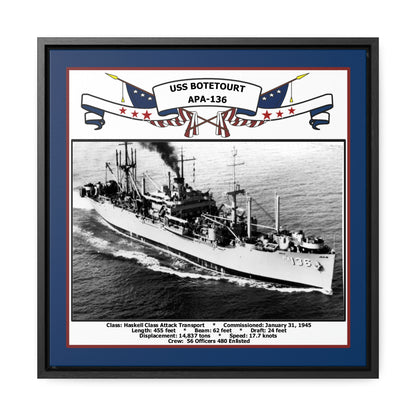 USS Botetourt APA-136 Navy Floating Frame Photo Front View