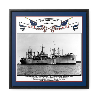USS Botetourt APA-136 Navy Floating Frame Photo Front View