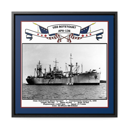 USS Botetourt APA-136 Navy Floating Frame Photo Front View
