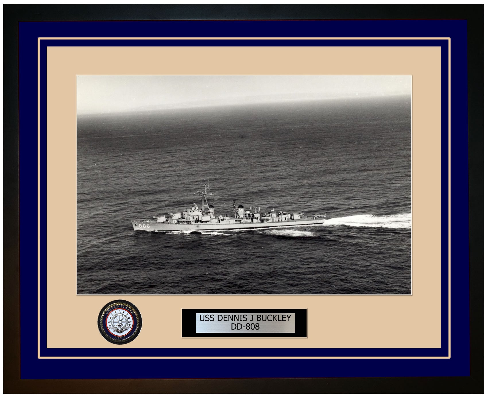 USS DENNIS J BUCKLEY DD-808 Framed Navy Ship Photo Blue