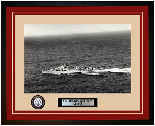USS DENNIS J BUCKLEY DD-808 Framed Navy Ship Photo Burgundy