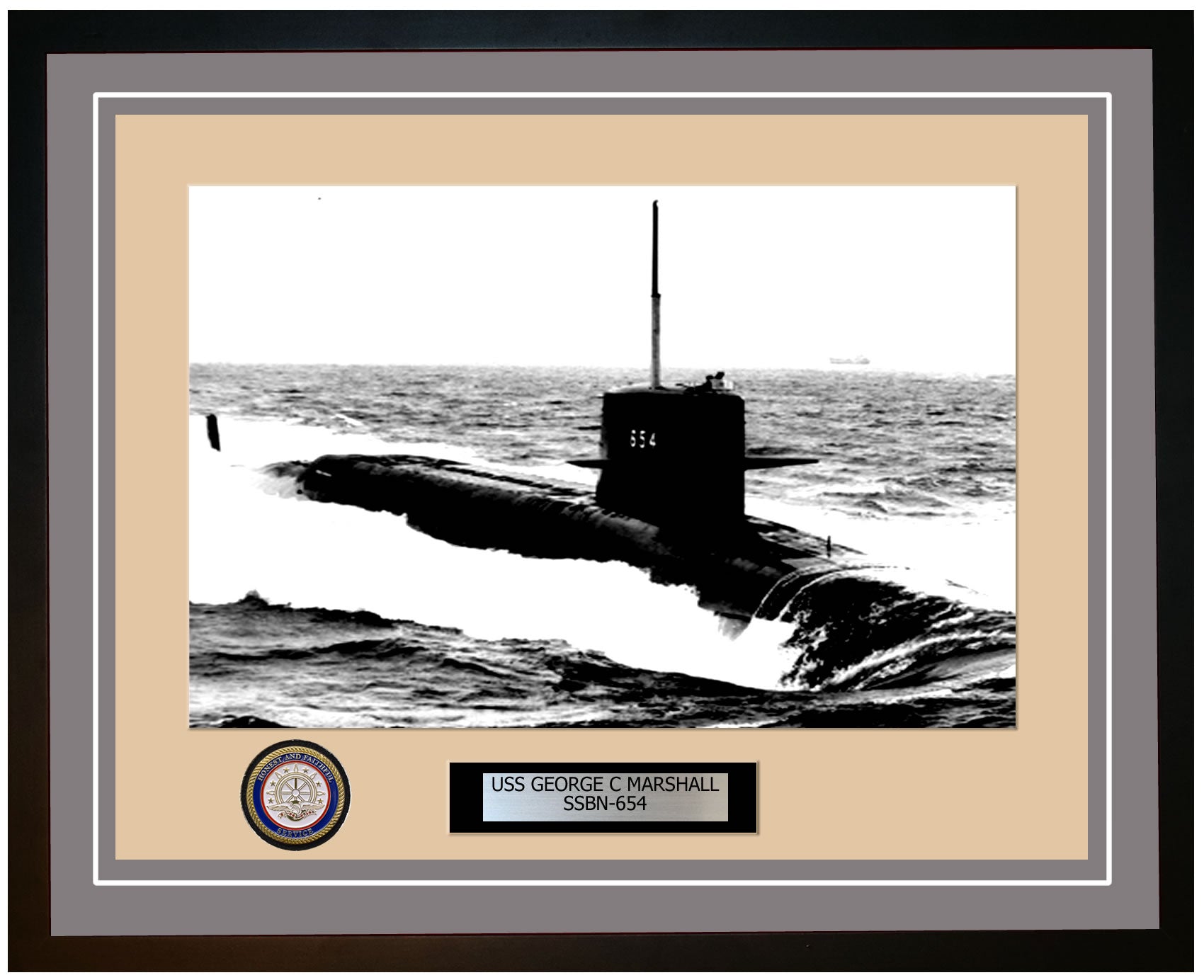 USS George C Marshall SSBN-654 Framed Navy Ship Photo Grey