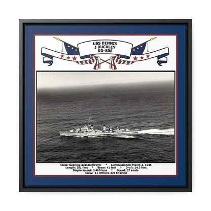 USS Dennis J Buckley DD-808 Navy Floating Frame Photo Front View