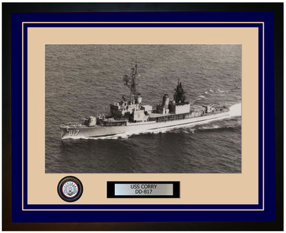 USS CORRY DD-817 Framed Navy Ship Photo Blue