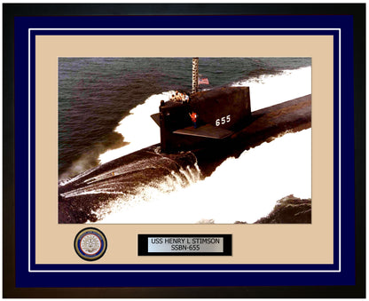 USS Henry L Stimson SSBN-655 Framed Navy Ship Photo Blue