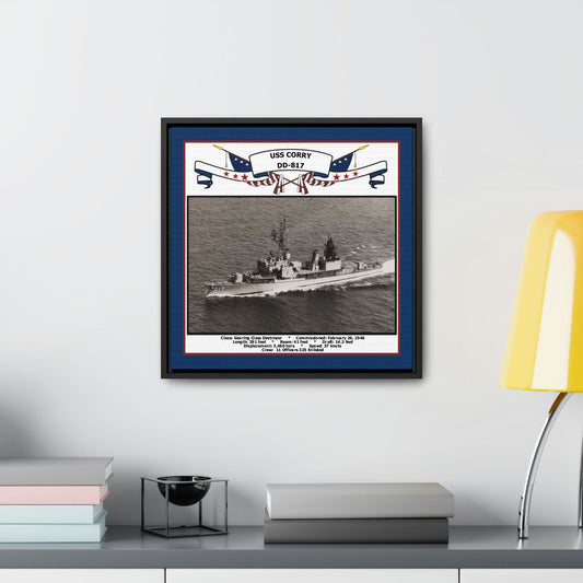 USS Corry DD-817 Navy Floating Frame Photo Desk View