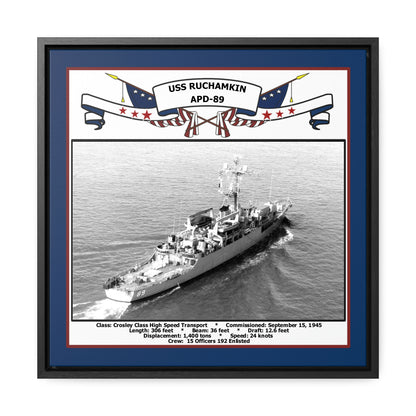 USS Ruchamkin APD-89 Navy Floating Frame Photo Front View