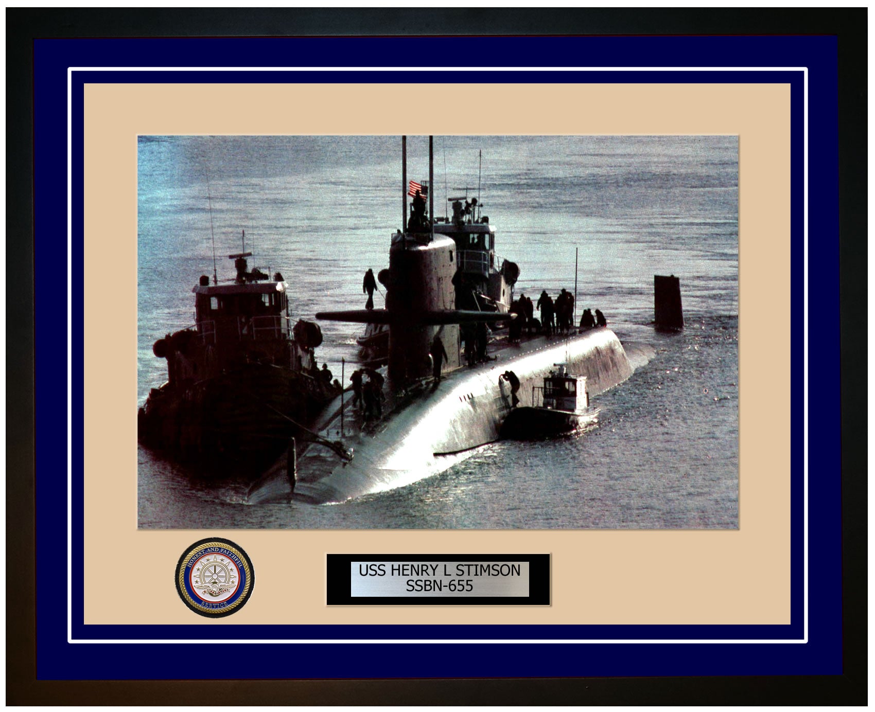 USS Henry L Stimson SSBN-655 Framed Navy Ship Photo Blue