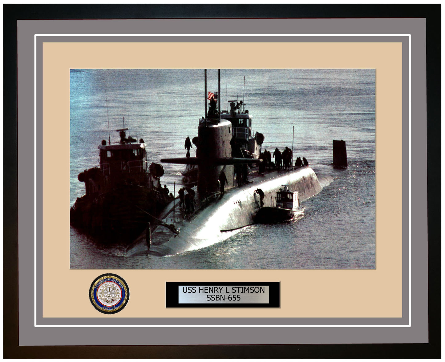 USS Henry L Stimson SSBN-655 Framed Navy Ship Photo Grey