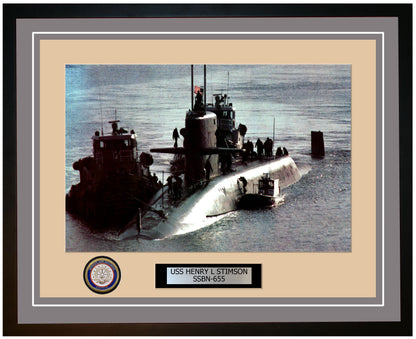 USS Henry L Stimson SSBN-655 Framed Navy Ship Photo Grey