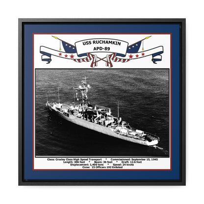 USS Ruchamkin APD-89 Navy Floating Frame Photo Front View