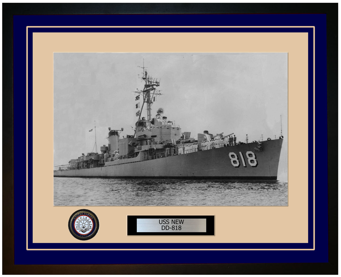 USS NEW DD-818 Framed Navy Ship Photo Blue
