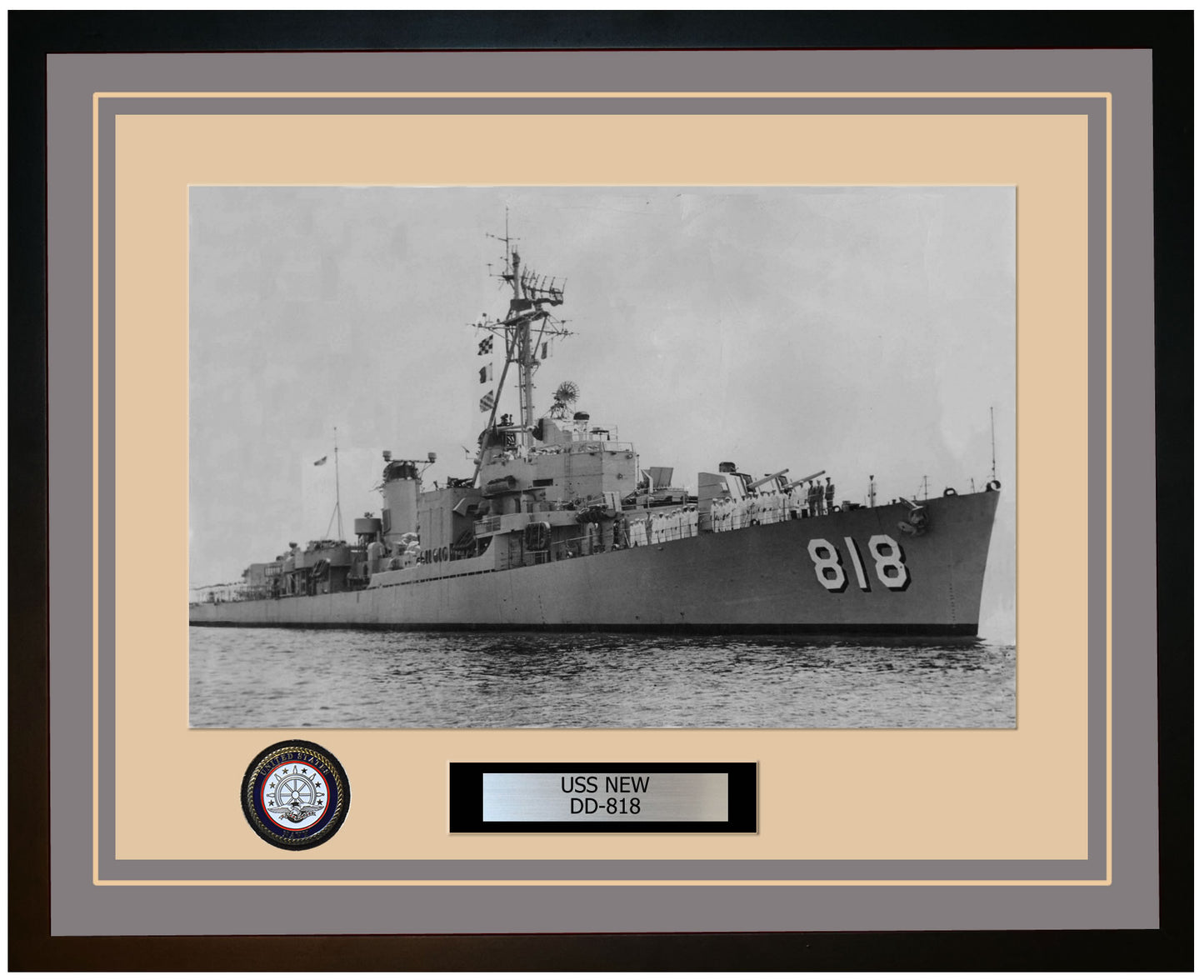 USS NEW DD-818 Framed Navy Ship Photo Grey