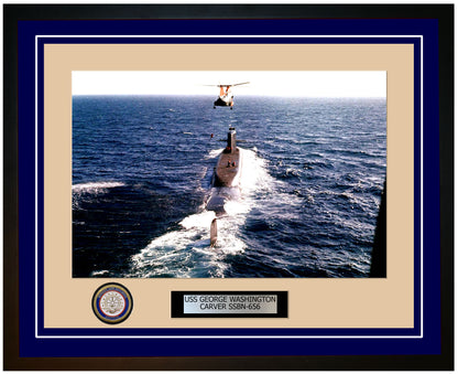 USS George Washington Carver SSBN-656 Framed Navy Ship Photo Blue