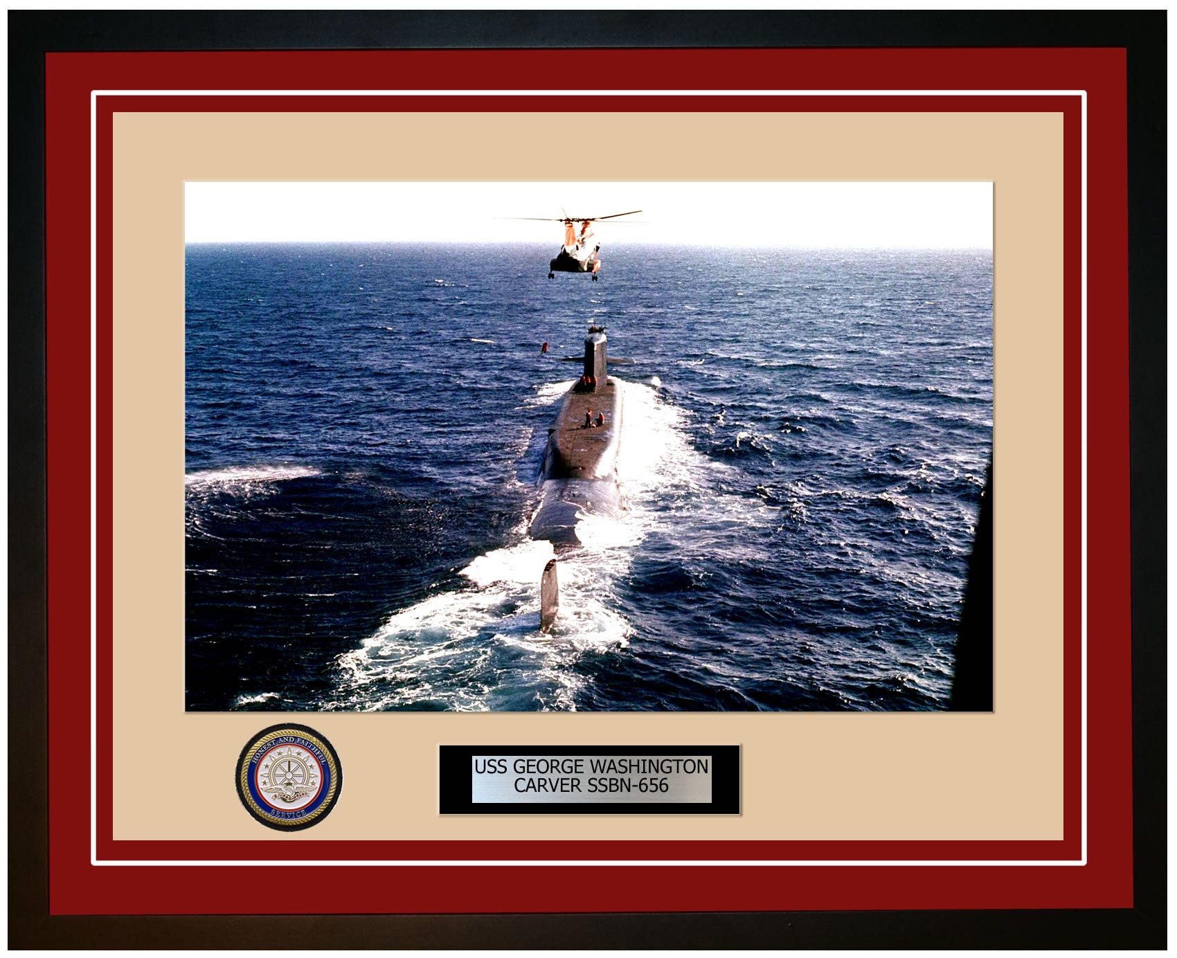 USS George Washington Carver SSBN-656 Framed Navy Ship Photo Burgundy