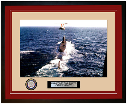 USS George Washington Carver SSBN-656 Framed Navy Ship Photo Burgundy