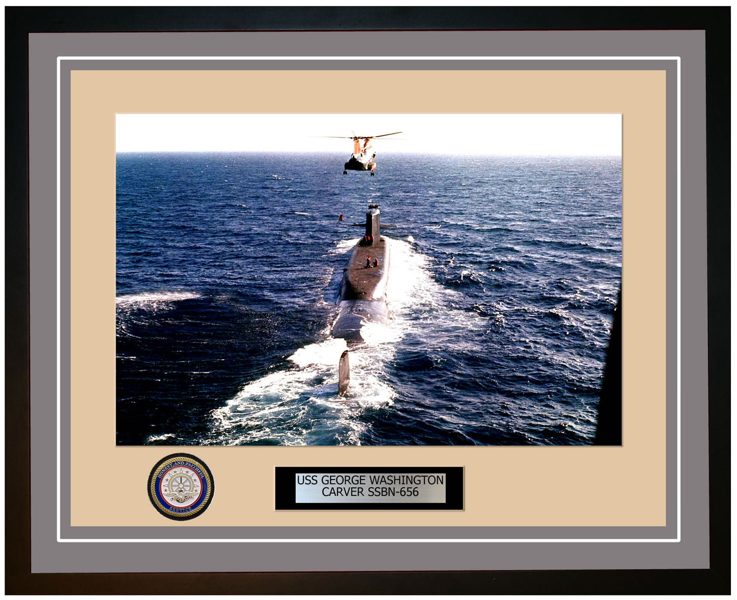 USS George Washington Carver SSBN-656 Framed Navy Ship Photo Grey