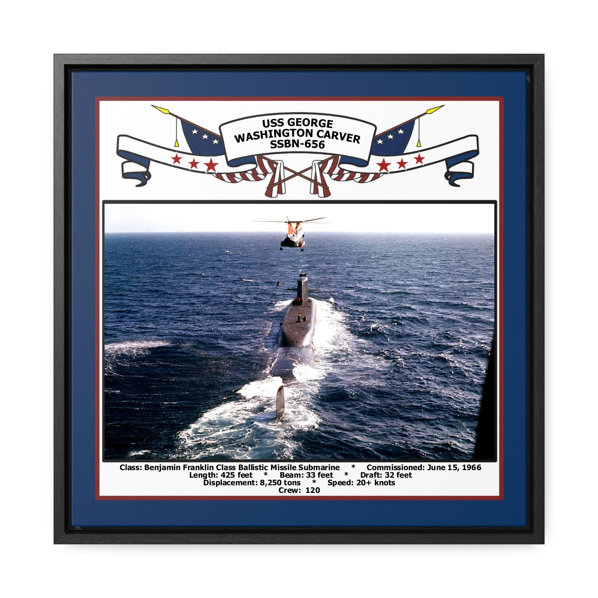 USS George Washington Carver SSBN-656 Navy Floating Frame Photo Front View