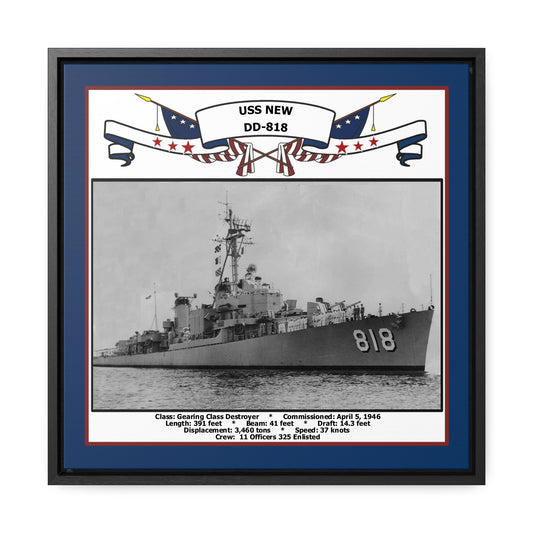 USS New DD-818 Navy Floating Frame Photo Front View