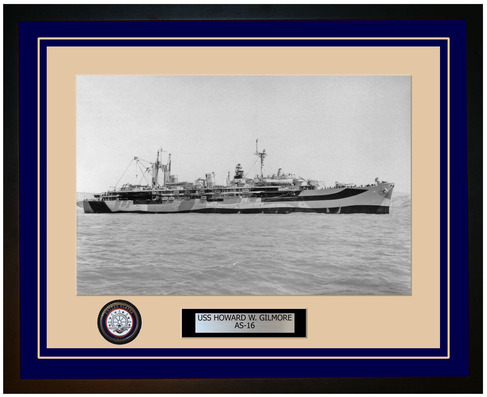 USS HOWARD-W-GILMORE AS-16 Framed Navy Ship Photo Blue