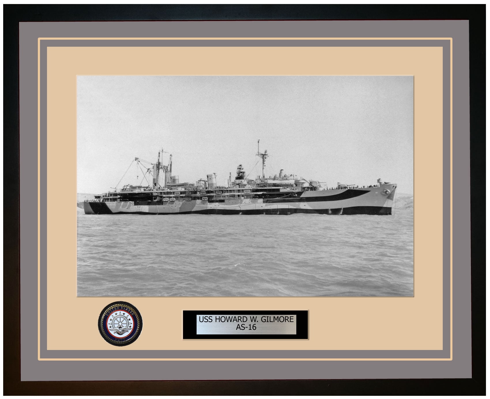 USS HOWARD-W-GILMORE AS-16 Framed Navy Ship Photo Grey