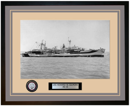 USS HOWARD-W-GILMORE AS-16 Framed Navy Ship Photo Grey