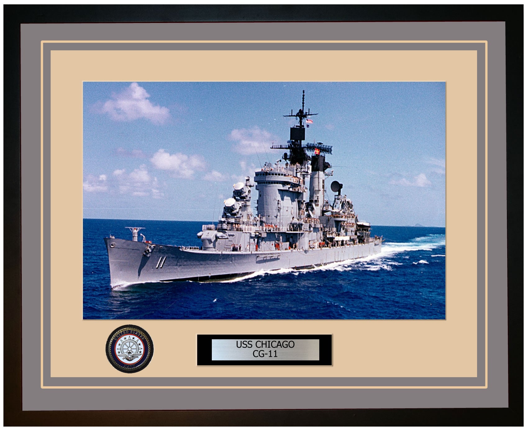 USS CHICAGO CG-11 Framed Navy Ship Photo Grey