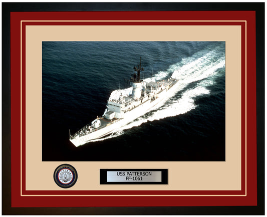 USS PATTERSON FF-1061 Framed Navy Ship Photo Burgundy