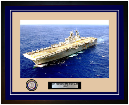 USS Bonhomme Richard LHD-6 Framed Navy Ship Photo Blue