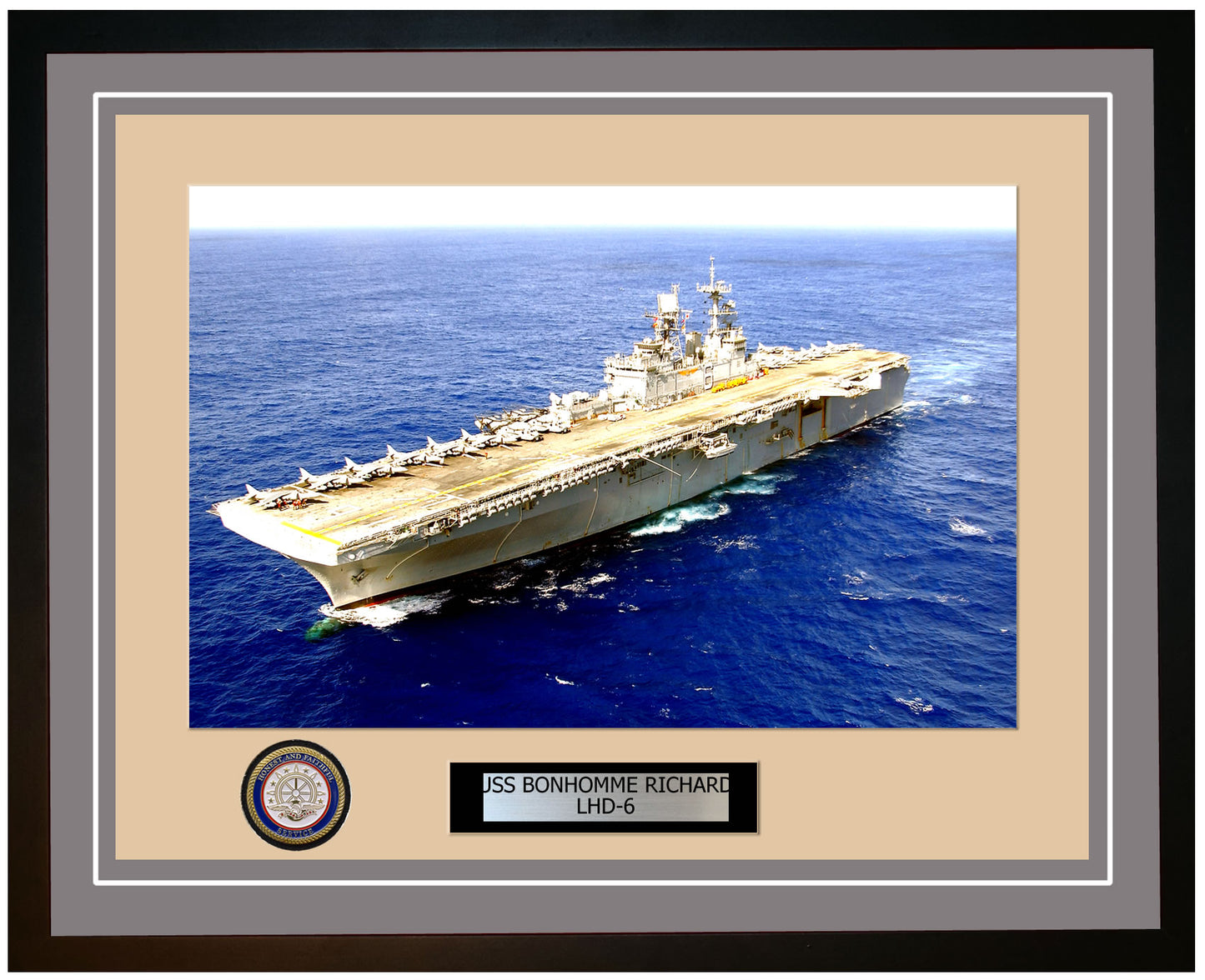 USS Bonhomme Richard LHD-6 Framed Navy Ship Photo Grey