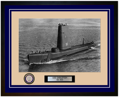 USS Sablefish SS-303 Framed Navy Ship Photo Blue