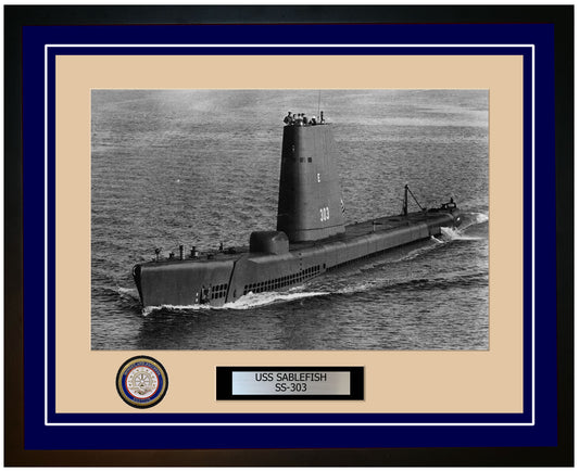 USS Sablefish SS-303 Framed Navy Ship Photo Blue