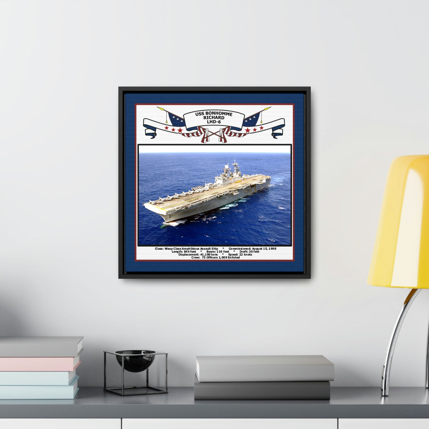 USS Bonhomme Richard LHD-6 Navy Floating Frame Photo Desk View