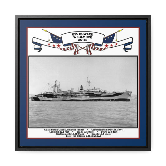 USS Howard W Gilmore AS-16 Navy Floating Frame Photo Front View