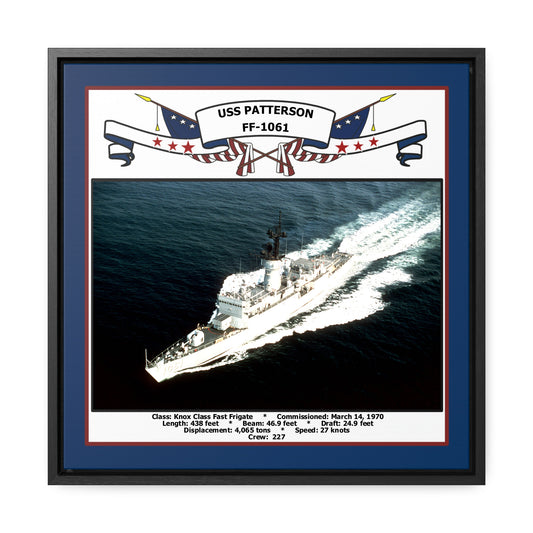 USS Patterson FF-1061 Navy Floating Frame Photo Front View