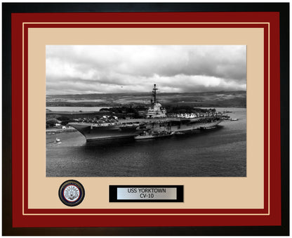 USS YORKTOWN CV-10 Framed Navy Ship Photo Burgundy