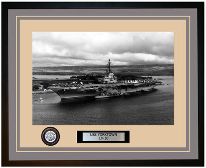 USS YORKTOWN CV-10 Framed Navy Ship Photo Grey
