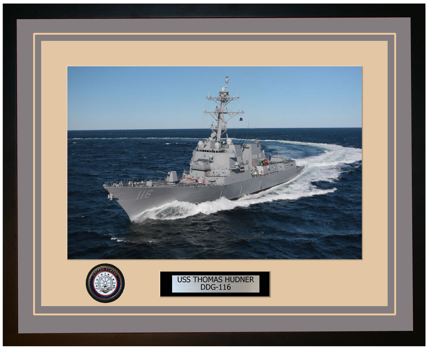 USS THOMAS HUDNER DDG-116 Framed Navy Ship Photo Grey