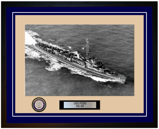 USS Foss DE-59 Framed Navy Ship Photo Blue