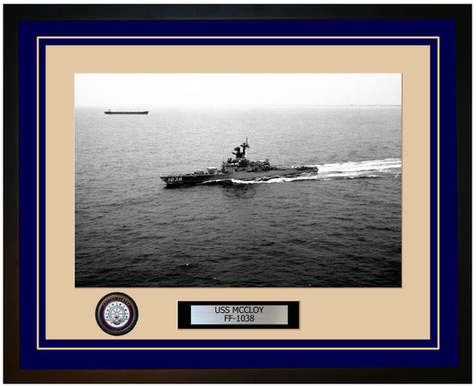 USS MCCLOY FF-1038 Framed Navy Ship Photo Blue
