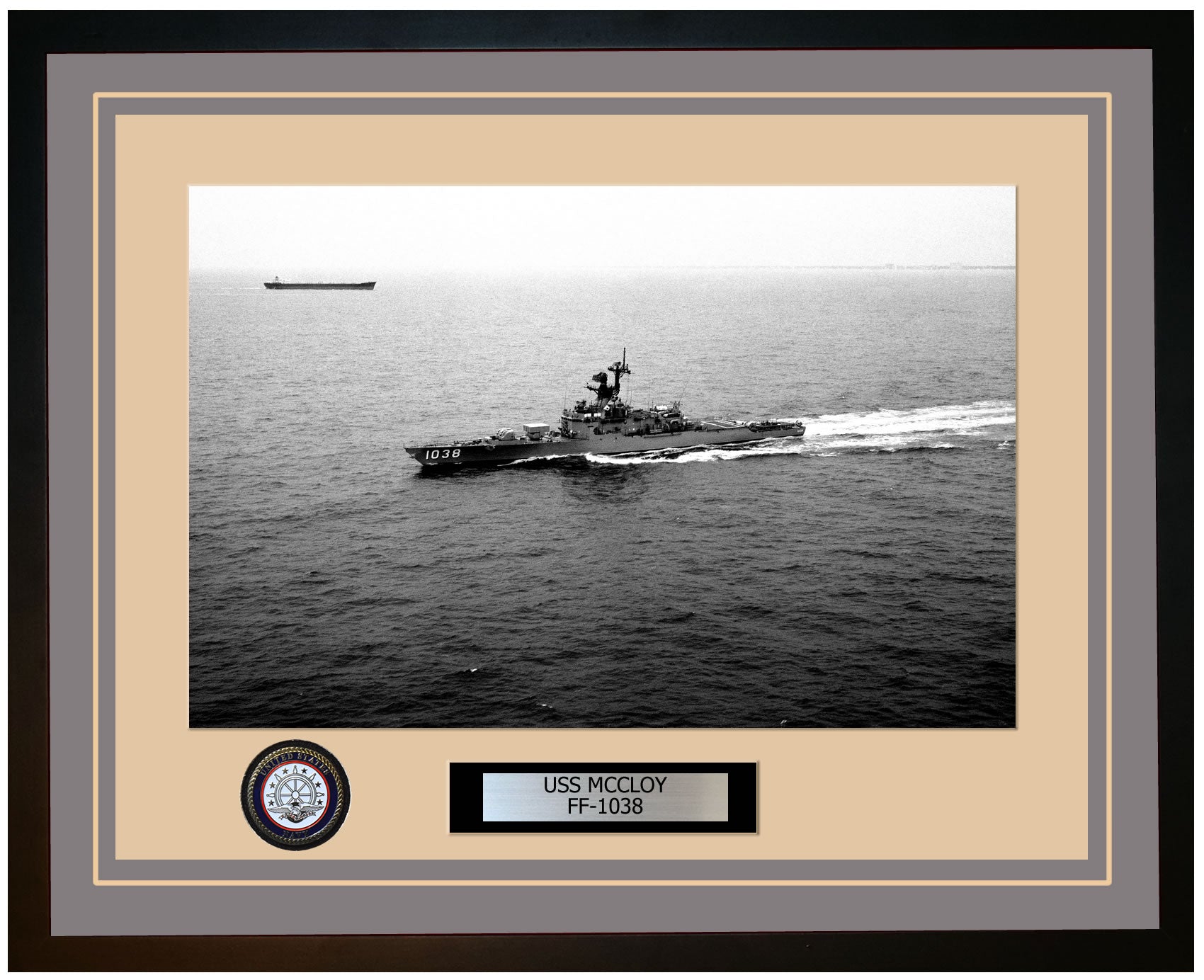 USS MCCLOY FF-1038 Framed Navy Ship Photo Grey