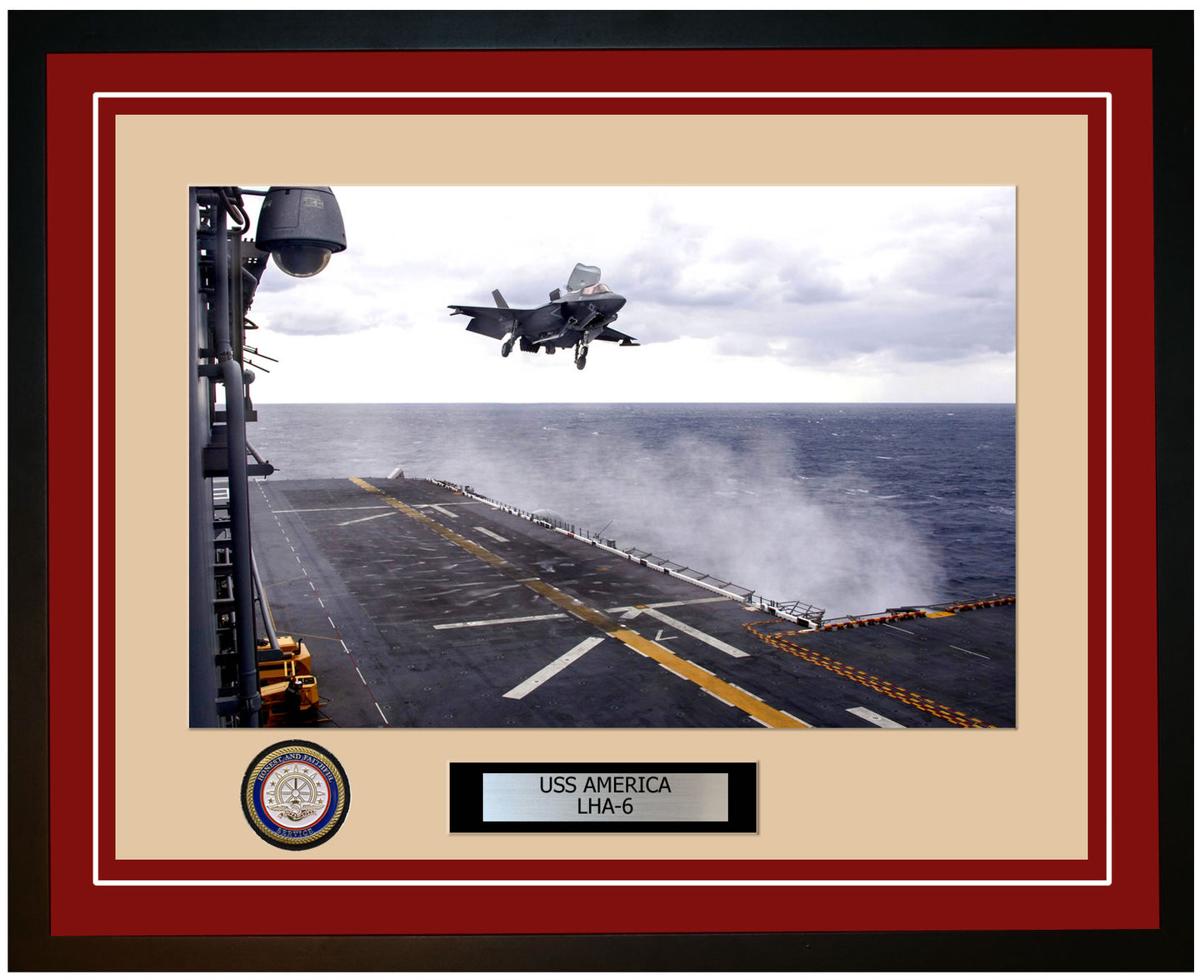 USS America LHA-6 Framed Navy Ship Photo Burgundy