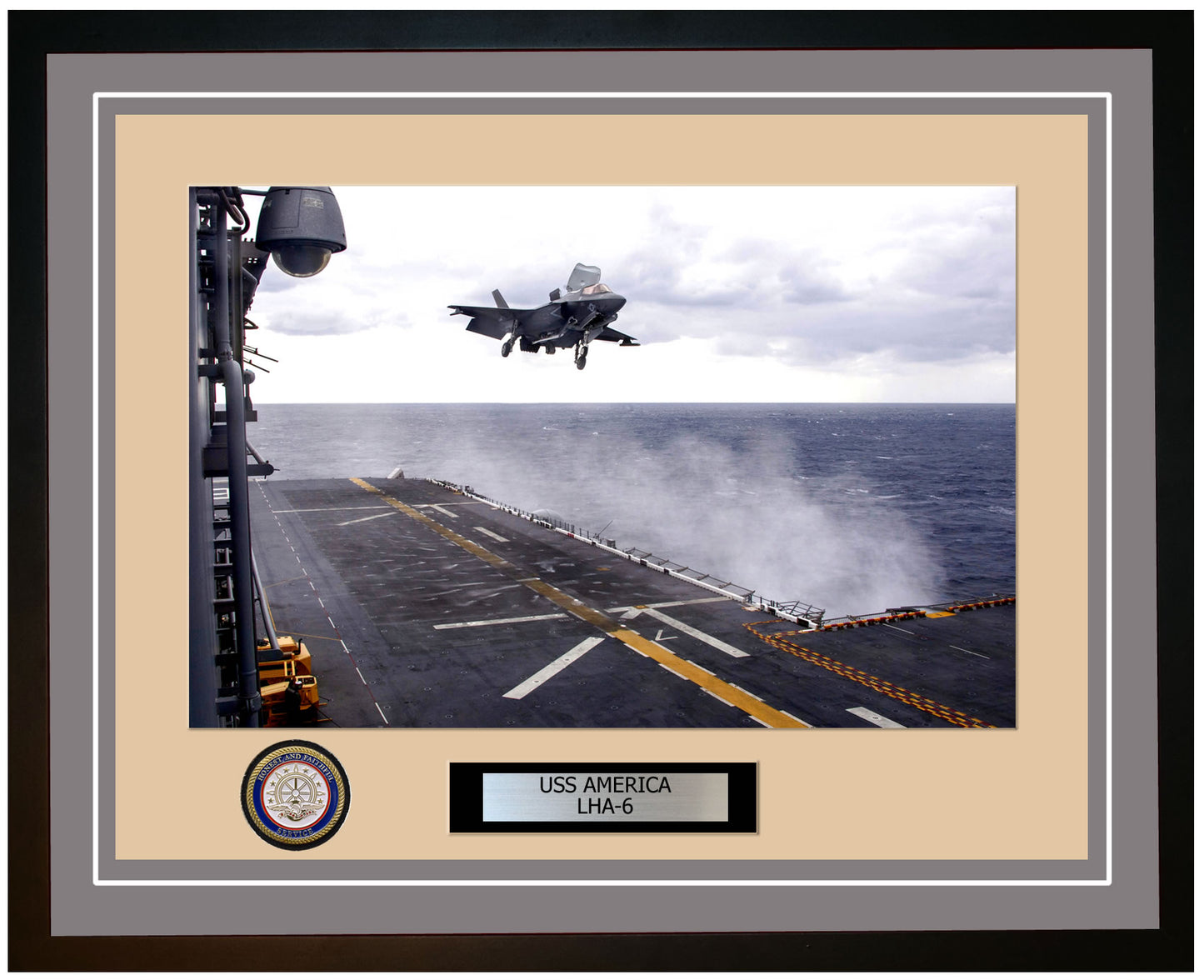 USS America LHA-6 Framed Navy Ship Photo Grey