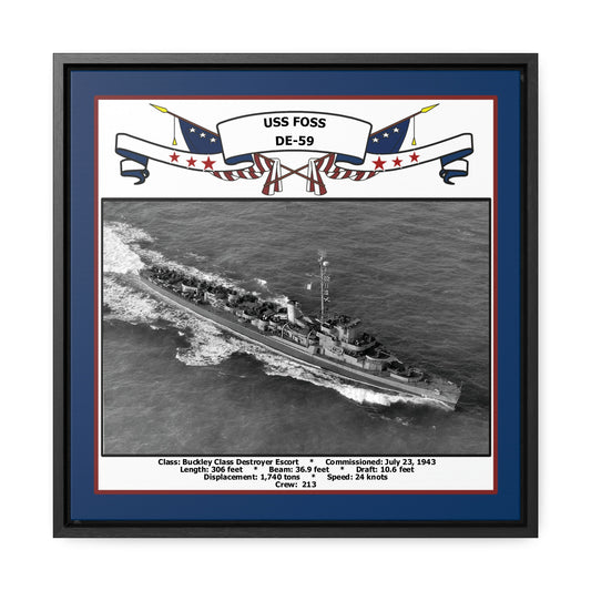 USS Foss DE-59 Navy Floating Frame Photo Front View