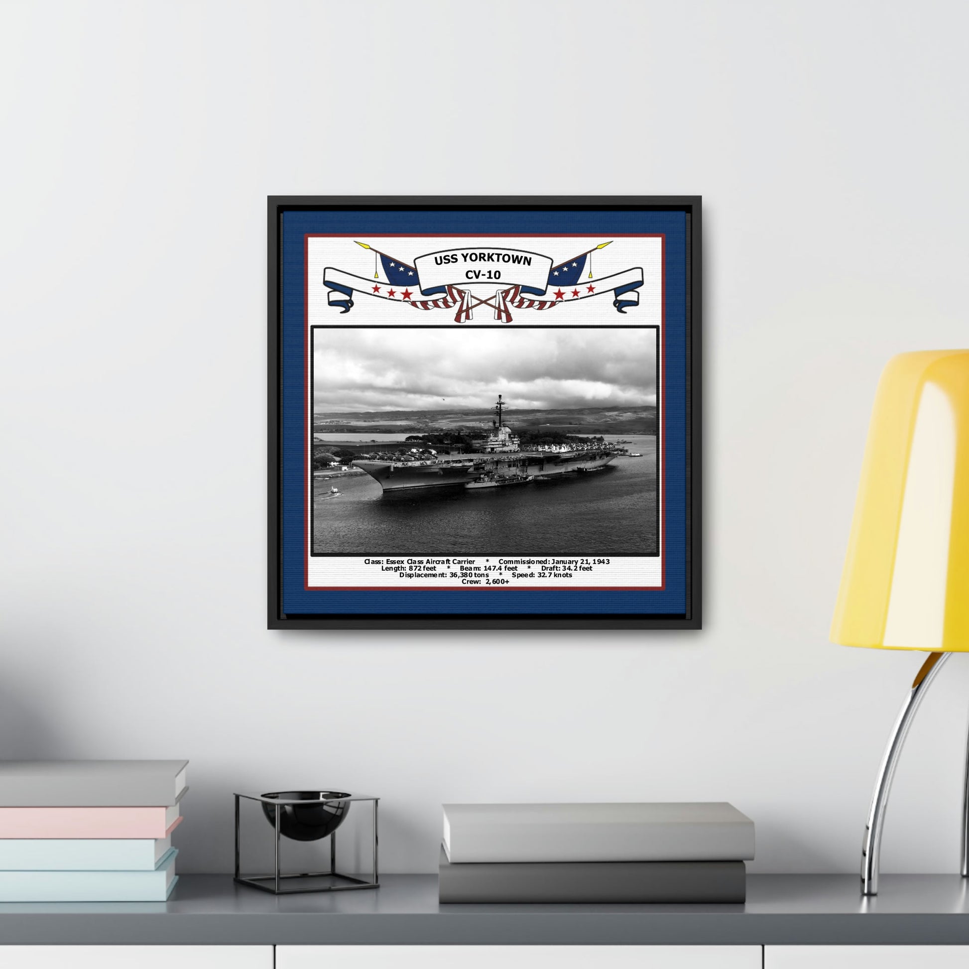 USS Yorktown CV-10 Navy Floating Frame Photo Desk View