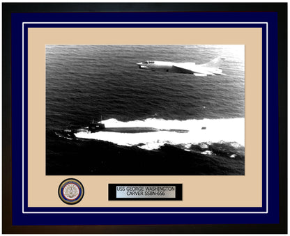 USS George Washington Carver SSBN-656 Framed Navy Ship Photo Blue
