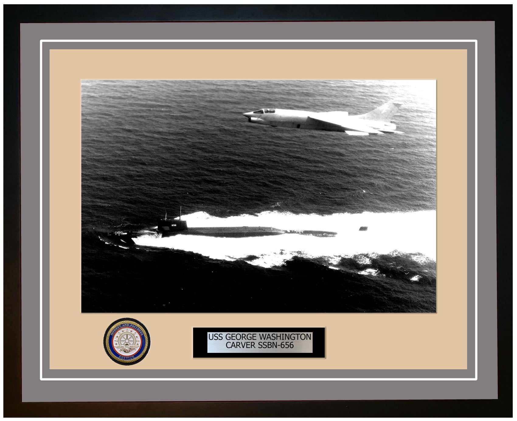 USS George Washington Carver SSBN-656 Framed Navy Ship Photo Grey