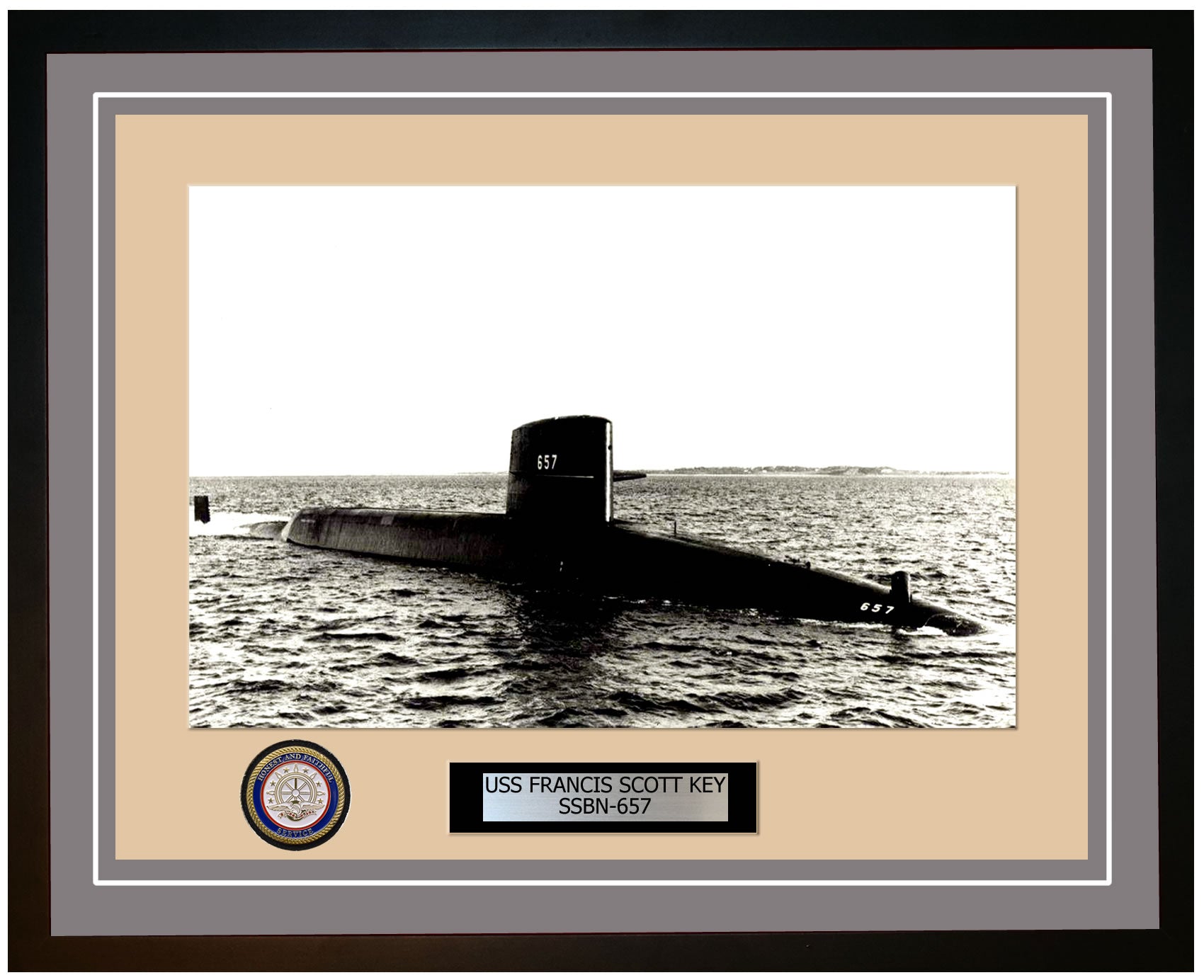 USS Francis Scott Key SSBN-657 Framed Navy Ship Photo Grey