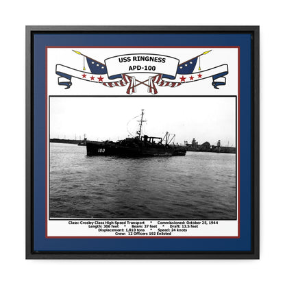 USS Ringness APD-100 Navy Floating Frame Photo Front View